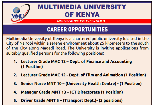 Join the Multimedia University of Kenya – 7 Exciting Career Opportunities Await!
