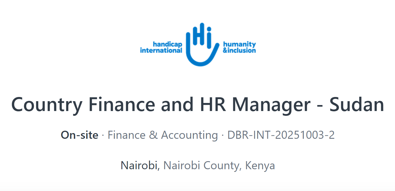 Country Finance and HR Manager - Sudan at Handicap International (HI)
