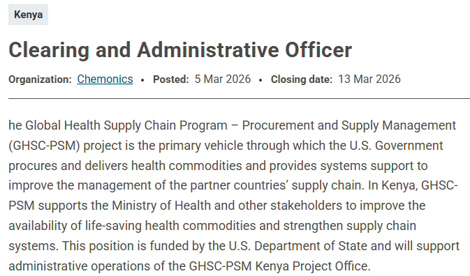 Clearing and Administrative Officer