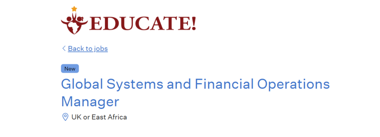 Educate! is Hiring a Global Systems and Financial Operations Manager