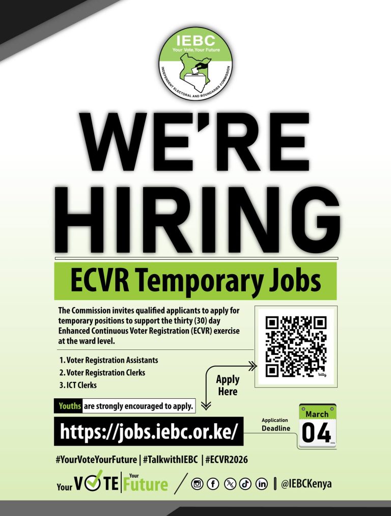 IEBC Announces 12,520 Temporary Jobs for Nationwide Voter Registration