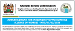 Nairobi Rivers Commission Hiring 20 Clerk of Works Interns (FY 2025/2026) Nairobi Rivers Commission Hiring 20 Clerk of Works Interns (FY 2025/2026)