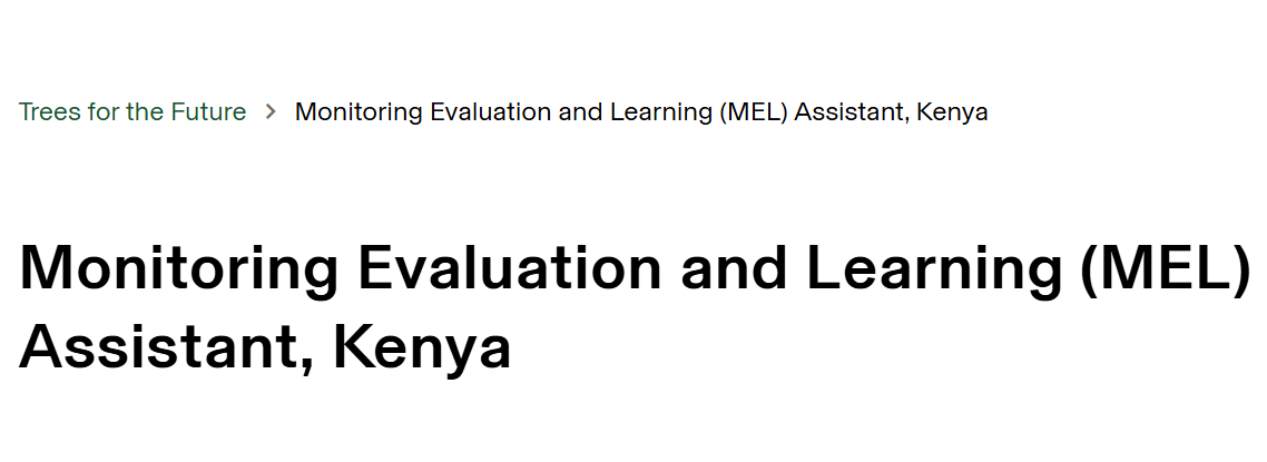 Trees for the Future is Hiring a Monitoring Evaluation and Learning (MEL) Assistant