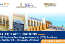 26 PhD Graduate Teaching Assistantship Positions at the University of Eldoret, Kenya