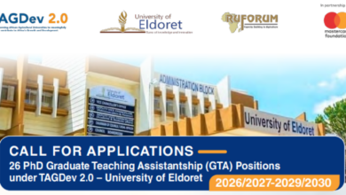 26 PhD Graduate Teaching Assistantship Positions at the University of Eldoret, Kenya