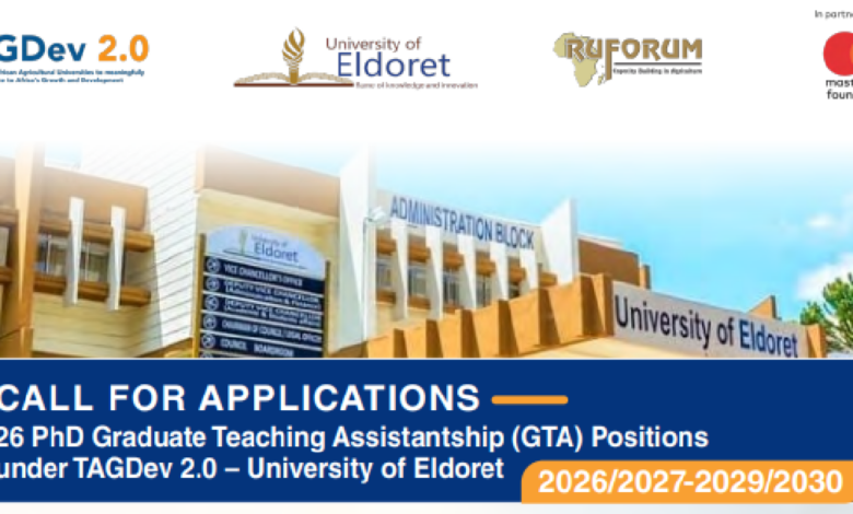 26 PhD Graduate Teaching Assistantship Positions at the University of Eldoret, Kenya