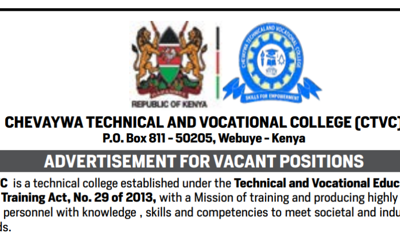 Chevaywa Technical and Vocational College (CTVC) Job Vacancies 2026
