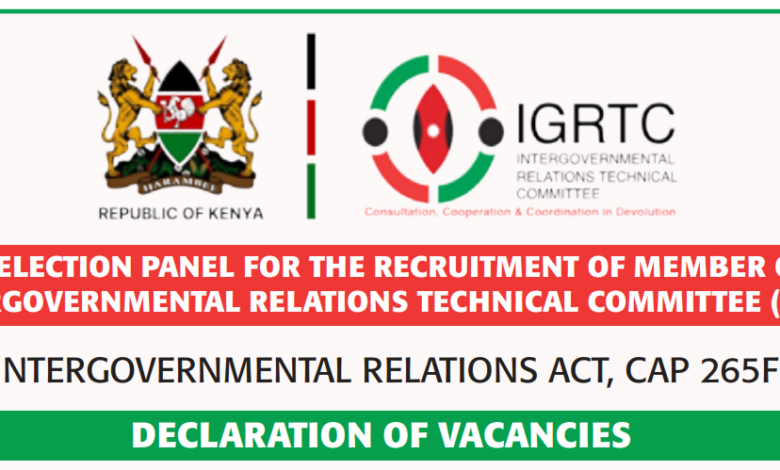 IGRTC Vacancies 2026: Member of the Intergovernmental Relations Technical Committee (7 Positions)