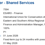 IUCN seeks a Finance Officer - Shared Services in Nairobi. P1 grade, fixed-term 24 months. CPA/ACCA Level II required. 5 years experience. Apply by May 1, 2026.. IUCN Hiring: Finance Officer, Shared Services, Nairobi, Kenya