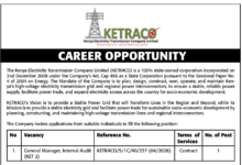 KETRACO General Manager, Internal Audit Job - Application Deadline: April 27, 2026
