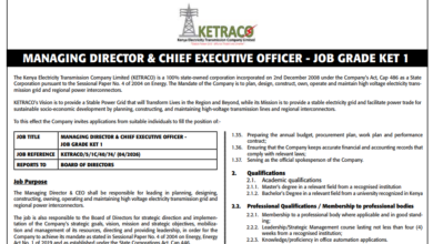 KETRACO Managing Director & CEO Job 2026 – Application Deadline: April 27, 2026