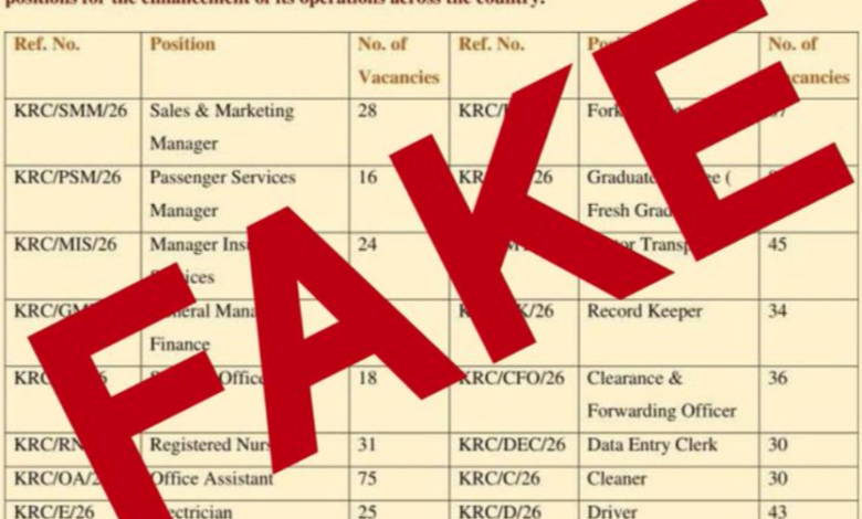 TSC, Kenya Railways Flag Fake Job Adverts Promising Permanent and Pensionable Jobs